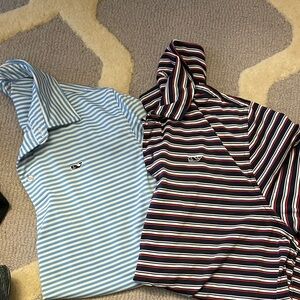 Vineyard Vines Blue and Red Striped Kids Polos. Performance fabric.